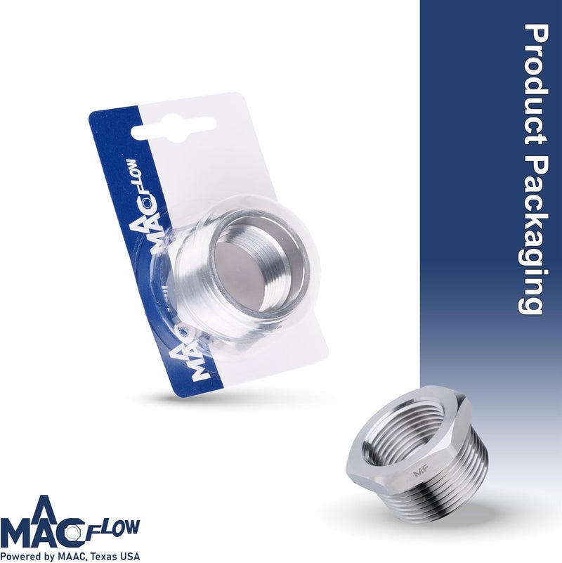 MAACFLOW Stainless Steel 1-1/4" Male NPT to 1" Female NPT Adapter Reducer Hex Bushing (Thread OD 1.62"- ID 1.16") (Pack of 1) - Image 4